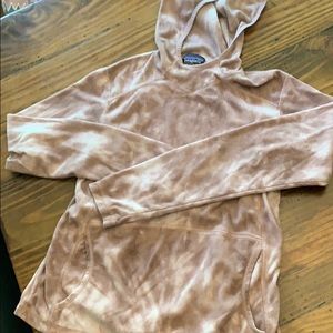 Patagonia hooded lightweight fleece sweatshirt.